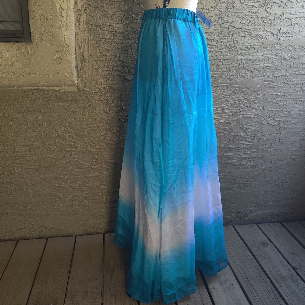 🆕 WHBM Blue Ombre long Maxi 100% Silk A-line summer spring fairycore Skirt_XS - Picture 9 of 13